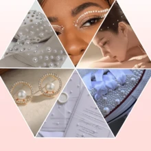 11,000pcs Handmade Flat Back Pearl Rhinestones (Ivory/Beige), Multiple Sizes 2/3/4/5/6/8/10mm Half Pearl DIY Shiny Beads For Clothing, Drums, Cups, Shoes, Fabric Decoration - Multicolor - View 11