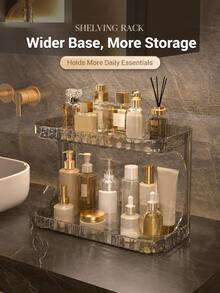 2-Tier Cosmetic Storage Rack, Makeup & Skincare Organizer, Skincare, Body Wash, Sunscreen Storage Box, Vanity Organizer Basket, Bathroom Storage & Organization, Home Decor, Back To School Supplies,Bedroom Room Decor,Back To School - Multicolor - View 5