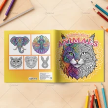 Sách tô màu Calmness Patterns cho người lớn và trẻ em, các trang vẽ mandala động vật phong cách Boho giúp giảm căng thẳng, nét đậm dễ tô, bao gồm các họa tiết và mandala dễ thương thoải mái, quà tặng Ngày của Mẹ, đồ dùng tựu trường - Họa tiết mandala động vật - Xem 6
