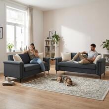 Modern 2 Seat Sofa Set Blue – 172 Cm - 深灰色三座 - 查看 5