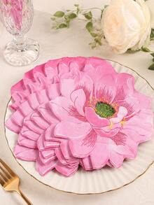 20pcs Pink Lotus Flower-Shaped Paper Napkins, 16.5cm/6.5in Floral Disposable Table Napkins For Wedding, Birthday, Tea Party, Bridal Shower & Spring Table Decor - Lotus - View 4