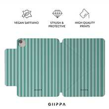GIIPPA 1件 薄荷綠與鼠尾草綠條紋 Y 型折疊磁吸平板保護殼，PU 皮革外層搭配硬質壓克力防彎背板，無筆槽，多角度支架，自動休眠/喚醒，適合辦公與日常使用，相容 iPad Mini 6/7、Air 2/3/4/5/11/13" (M2/M3 2024-2025)、5/6/7/8/9/10/11代、Pro 10.5/11/12.9" (2017-2025)，Summer Obal Na 保護殼，11 A16 保護殼，保護套 - 多色11 - 查看 2