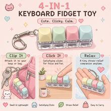Keyboard Fidget Toy, Cute Clicker Keyboard Fidget For Adults Relieve Stress And Anxiety Decompression Keyboard Fidget Keychain For Adults Colorful Clicker Button Keychain For Work Stress Relief ADHD Autism ASMR - Multicolor - View 5