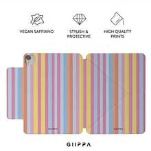 GIIPPA 1件彩色條紋Y折磁吸平板保護殼，PU皮革外層搭配硬壓克力防彎背板，無筆槽，多角度支架，自動休眠/喚醒，適合辦公與日常使用，兼容 iPad Mini 6/7、Air 2/3/4/5/11/13" (M2/M3 2024-2025)、5/6/7/8/9/10/11代、Pro 10.5/11/12.9" (2017-2025)，夏季保護殼，11 A16 保護殼，保護套 - 多色5 - 查看 2