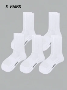 30/20 Pairs Men's Socks Black & White Minimalist Solid Color Socks American Towel Bottom Thin Breathable Sweat-Absorbing Daily Wear Running Sports Mid-Calf Socks Couple Style 1/5/10 Pairs - Multicolor - View 9