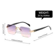 Men's Rimless Square Gold Decorative Fashion Glasses, UV Protection Black Lenses, Lightweight Fashion Glasses, Suitable For Casual Daily Wear, Driving And Street Style - Multicolor - View 9