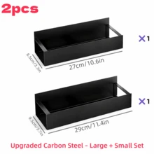 4 piezas Estante de almacenamiento magnético para refrigerador, Estante magnético para especias de alta resistencia con placa magnética completa en la parte posterior (antideslizante), Diseño de barandilla antideslizante, Revestimiento mate resistente a la oxidación y a los arañazos, Organizador de cocina que duplica el espacio lateral del refrigerador - Negro - Ver 16