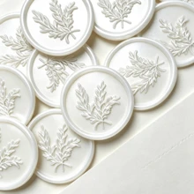 30pcs Pearl White Rosemary Wax Seal Stickers, Self-Adhesive Envelope Seals, Suitable For Wedding, Party, Birthday, Christmas - Rosemary Pearlescent White - View 4