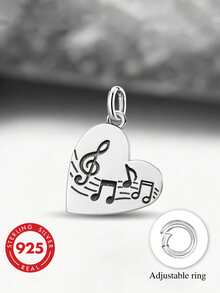1件简约独特的925纯银音乐符号吊坠，DIY饰品，优雅的圣诞礼物，男女皆宜 - 款式10 - 查看 2