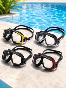High Definition Wide Field Of View Adult Swim Goggles, Unisex Silicone Fit Waterproof Swim Goggles With Adjustable Split Strap, Sports Swimming Training Equipment - White - View 1