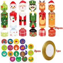 24pcs Christmas Crackers Gift Boxes With Ribbons And Christmas Countdown Stickers Santa Claus Xmas Tree Reindeer Pattern Treat Box Cartoon Christmas Advent Calendar Box Gift Wrapping Boxes For Party Favors Christmas Decorations Christmas Gifts - Christmas Edition - View 12