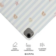 GIIPPA 1pc Shell & Starfish Print Light Striped Y-Fold Magnetic Clasp Tablet Protective Case, PU Leather Shell With Hard Acrylic Anti-Bend Backplate, No Pen Slot, Multi-Angle Support, Auto Sleep/Wake, Shockproof Protective Cover With Soft Microfiber Lining, Minimalist Summer Aesthetic Lightweight Design, Suitable For School, Office And Daily Use, Summer, Case, 11 A16 Case, Cover - Multicolor - View 5