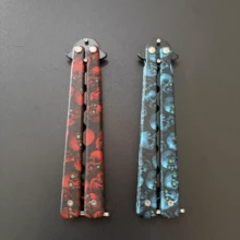 Peripherals Stainless Steel Multi-Hole Butterfly Comb Foldable Beginner Practice Flipping Toy, Cool Skull Print Trainer - EDC Finger Stress Relief Toy, Multiple Colors Available, Non-Sharp Blade - Multicolor - View 8
