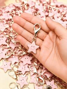 24/12/6pcs Lobster Clasp Smile Star Pendant Key Ring, Multi-Purpose Cute Star Bag Accessory, Small Enamel Star Charm For Backpack Handbag Purse Keys, Lovely Daily Matching Decor Gift - Multiple Styles - View 1