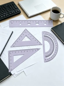 Multifunctional Geometric Ruler Set, Protractor, Triangle Ruler, Straight Ruler, Manual Measurement Drawing Tools With Storage Box, 4 Colors Available: Pink, Mint Green, Light Blue, Taro Purple, For School, Woodworking, DIY, Teacher Gift, Back To School - Multicolor - View 4