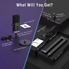 XLR/USB 電競麥克風套組，動圈式電腦麥克風，適用直播播客，附 BM88 懸臂支架、靜音按鈕、耳機插孔，適合錄音與配音——FIFINE TAM8 - 黑色 - 查看 12