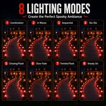 30 Pack Red Solar Lights Outdoor Waterproof, 8 Modes Auto On/Off IP65 Solar Garden Lights, Spooky Blood Red Pathway Lights For Halloween Yard Patio Lawn Driveway Walkway Decor - 紅燈 - 查看 8