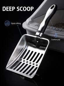 Stainless Steel Cat Litter Scoop, Large Deep Metal Litter Scooper With Wide Slotted Sifter And Ergonomic Long Handle, Durable Easy-Clean Pet Waste Shovel For Fast Clump Removal, Cat Litter Box Cleaning Tool For Kittens, Cats And Multi-Cat Homes - Multicolor - View 10