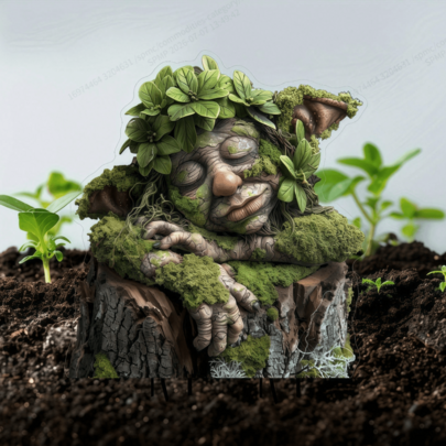 1pc 2D Acrylic Fairy Garden Stump Decor, Charming Fairy Elf Design, Suitable For Outdoor Garden Or Yard Decoration, Outdoor Garden Stake, Ground Insert, Ornament