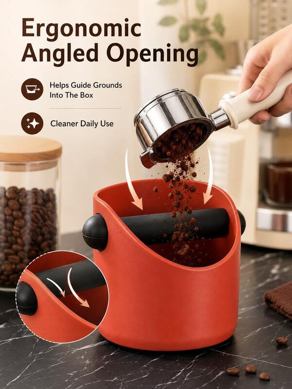 3/1 pieza Contenedor para posos de café, estructura de ABS duradera, caja de golpeo para espresso, caja de almacenamiento de posos de café, herramienta de café para el hogar, accesorio de cafetería, caja de golpeo de café antideslizante, accesorio para máquina de café, herramienta de limpieza de posos de café