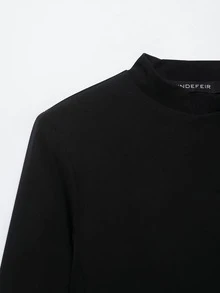 Seelio 春/秋新款女式歐美風時尚簡約百搭短款立領西裝外套，黑色 - 黑色 - 查看 7