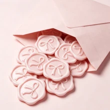 20入 3D 浮雕蝴蝶結圖案蠟封貼紙，優雅自黏淡粉色蠟封貼，適用於婚禮邀請函、禮品包裝裝飾、信封、聖誕與派對裝飾、賀卡 - 花型 - 查看 4