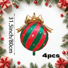 4pcs Christmas Bow Aluminum Foil Hanging Ball Set, Red, Green, Gold, Multicolor Optional, Festive Color Scheme, Suitable For New Year, Christmas Home Decor, Yard Decor, Party Decor, Holiday Decor - 4-pack Bow Hanging Ornaments - View 11