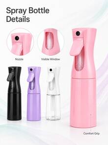 解結梳髮刷套組附細霧噴瓶，乾濕兩用造型梳，彈性尼龍梳齒、圓頭設計、氣墊底座與人體工學手柄，輕量美妝工具，適用捲髮、波浪髮、直髮，旅行梳妝使用 - 彩色 - 查看 5
