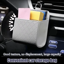 Car Air Vent Storage Box PU Leather Hanging Storage Bag Phone Glasses Keys Coins Cards Storage Bag Universal Car Interior Accessories For Sedans SUVs Trucks - A - View 3