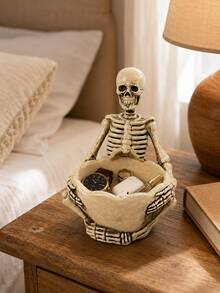 Gothic Skeleton Trinket Bowl, Skull Jewelry Holder, Key Tray, Coin Dish, Earbud Storage Organizer, Dark Academia Room Decor For Home Office - Multicolor - View 4