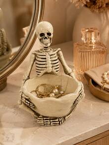 Gothic Skeleton Trinket Bowl, Skull Jewelry Holder, Key Tray, Coin Dish, Earbud Storage Organizer, Dark Academia Room Decor For Home Office - Multicolor - View 3