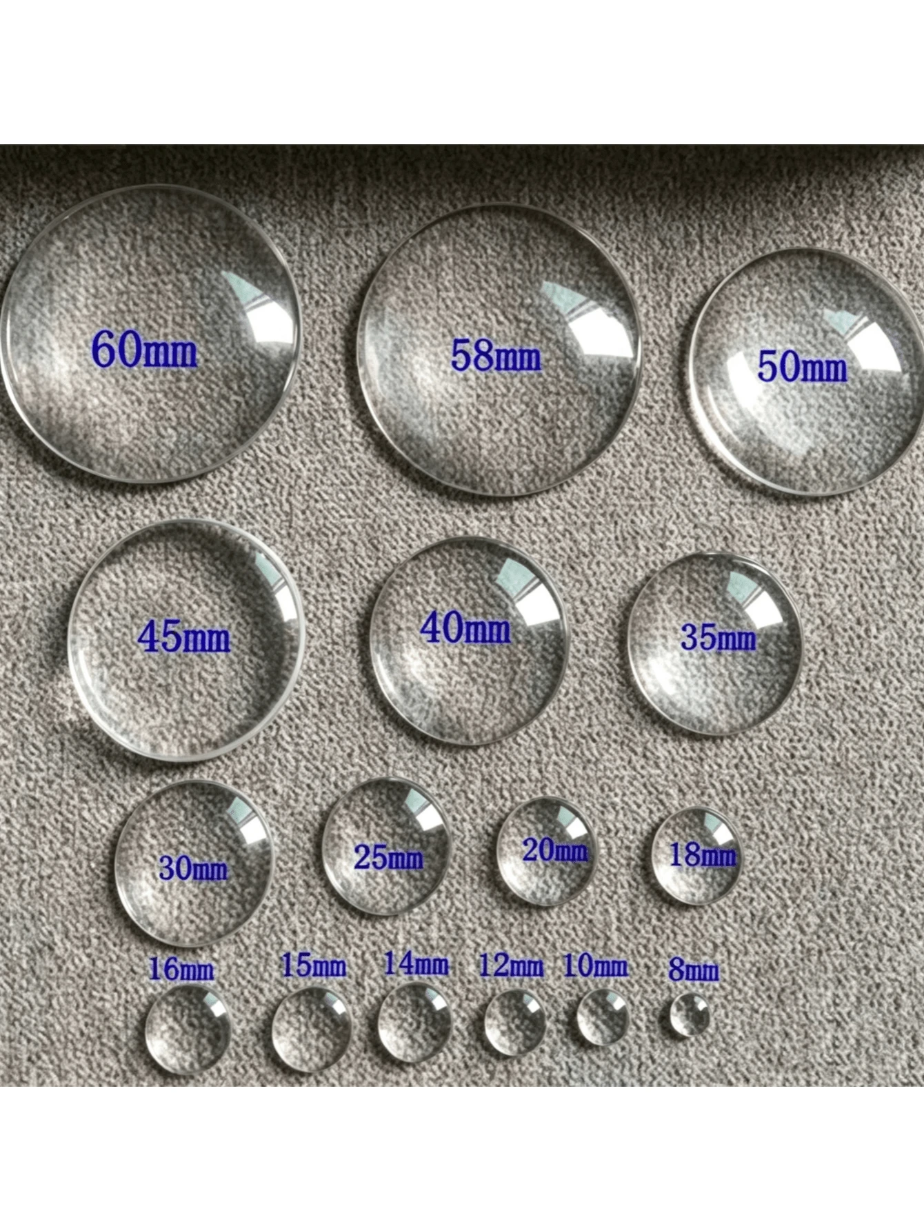 20pcs Round Transparent Flat Bottom Glass Cabochons, Clear Glass Round Patches, Suitable For Embossed Photo Pendants, Handmade Felt Simulated Animal Eyes Glass Beads Jewelry Making, Blank Base Trays, Bracelets, Necklaces, Earrings DIY Jewelry Making Accessories Perfect For Creating Unique Collectibles - Glass - View 1