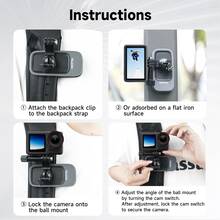 TELESIN 磁吸背包夾，適用 GoPro Hero、 Action 360 度旋轉肩帶磁吸支架，適用 Insta360 Ace Pro 2、X5、X4、X3、 Nano Action 6、5 Pro、4、3 Pocket 3 - 查看 11