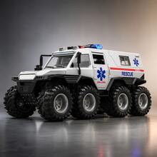 TEMI Ambulance Off-Road Rescue Toy Car, Suitable For 3 Years And Above, 8-Wheel Armored Climbing Car, No Battery Required, Inertia Driven, Interactive Combination Toy Car, Ideal Gift For Birthday And Christmas - White - View 11