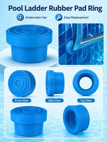 1/4pcs Pool Ladder Rubber Pad Rings, Anti-Slip Rubber Buffer Foot Protector, Prevent Scratching Pool Liner, Durable Shock-Absorbing, Suitable For Above Ground Pool Accessories, Ladder Foot Caps Secure Fit - Multicolor - View 2