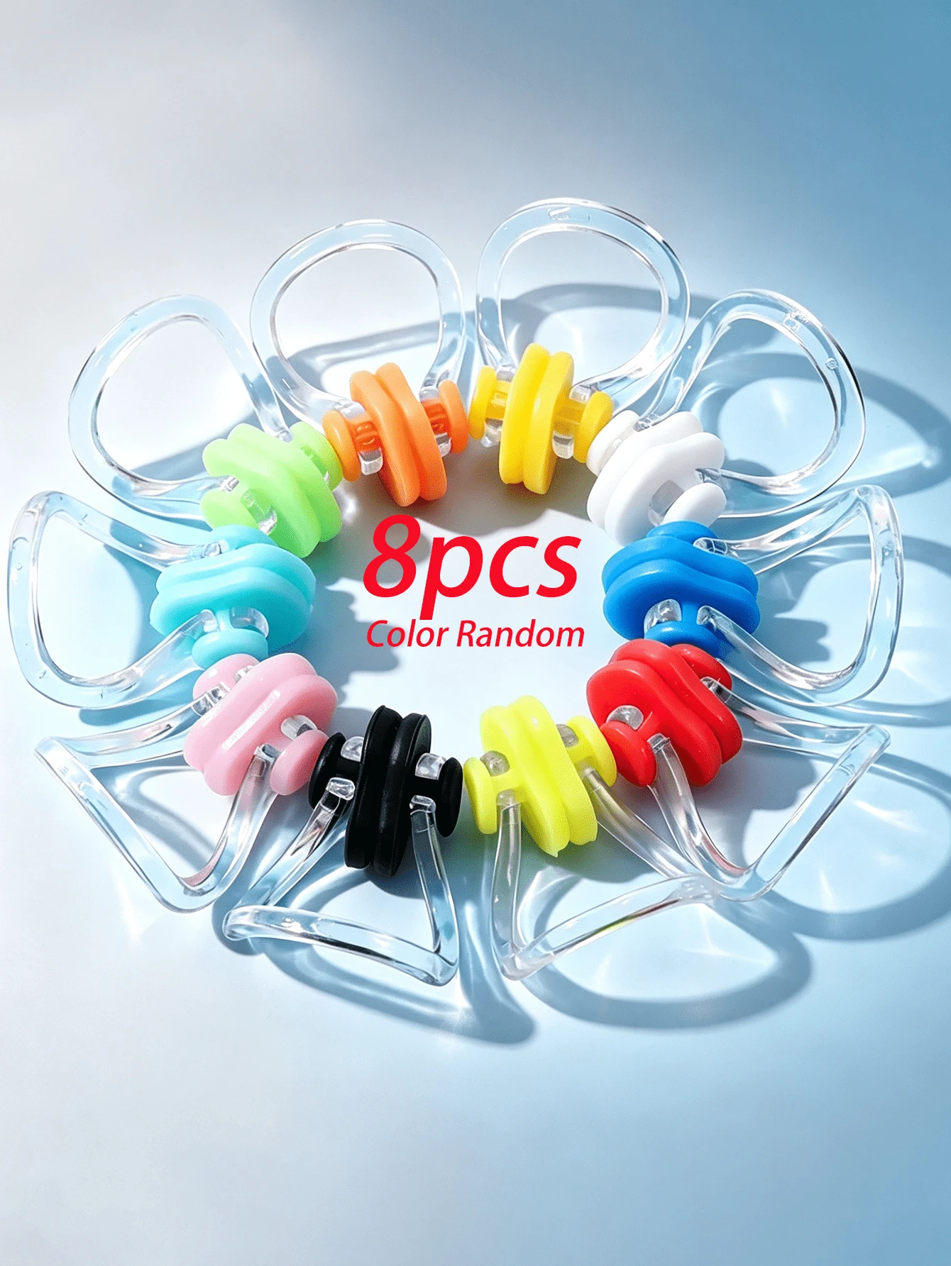 Swimming Nose Clips 8 Pack Soft Silicone Waterproof Anti Slip Nose Plugs For Swimming Pool Training Water Sports(Colors Are Sent Randomly) - Multicolor - View 1