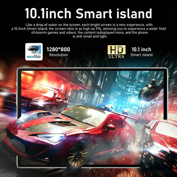 Qetupa 10.1 Inch Android 15 Tablet, 4GB RAM 64GB ROM Octa-Core 2.0GHz, 1280*800 HD IPS Touchscreen, Bluetooth 5.2 WiFi5 GPS, 5MP+13MP Dual Camera, 6000mAh Large Battery, No SIM Card Slot, Adapter Not Included - Grey - View 2