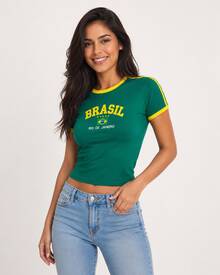 Women's Embroidered Brazil Shirt - 綠色 - 查看 2