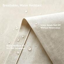 1pc Thickened Waterproof Shower Curtain, Beige Faux Linen Shower Curtain With Metal Hooks - Thick, Quick Dry Fabric Bathroom Privacy And Decor - Beige - View 3