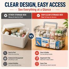 1PC Capacity Clear Storage Box With Sturdy Handle, Secure Lid Organizer For Medicine, Cosmetics, Snacks, Stationery And Household Essentials - Gray - 查看 7