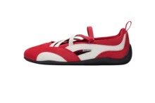 Kappa Silver White Cross Strap Mary Jane Shoes Y2K Ballet Style Thin Sole Retro Casual Sports Racing Shoes - Cherry Red/Winter White - View 9