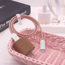 5入高級純色TPU防摔充電線保護套 數據線收納繩 兼容Apple 18W/20W充電器 - 磨砂棕 - 查看 4
