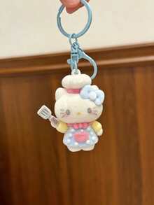 Sanrio 可愛 Hello Kitty 主廚植絨鑰匙圈吊飾，3D 卡通 KT Cat 可愛掛飾，適合包包、車鑰匙，女孩禮物 - 彩色 - 查看 8