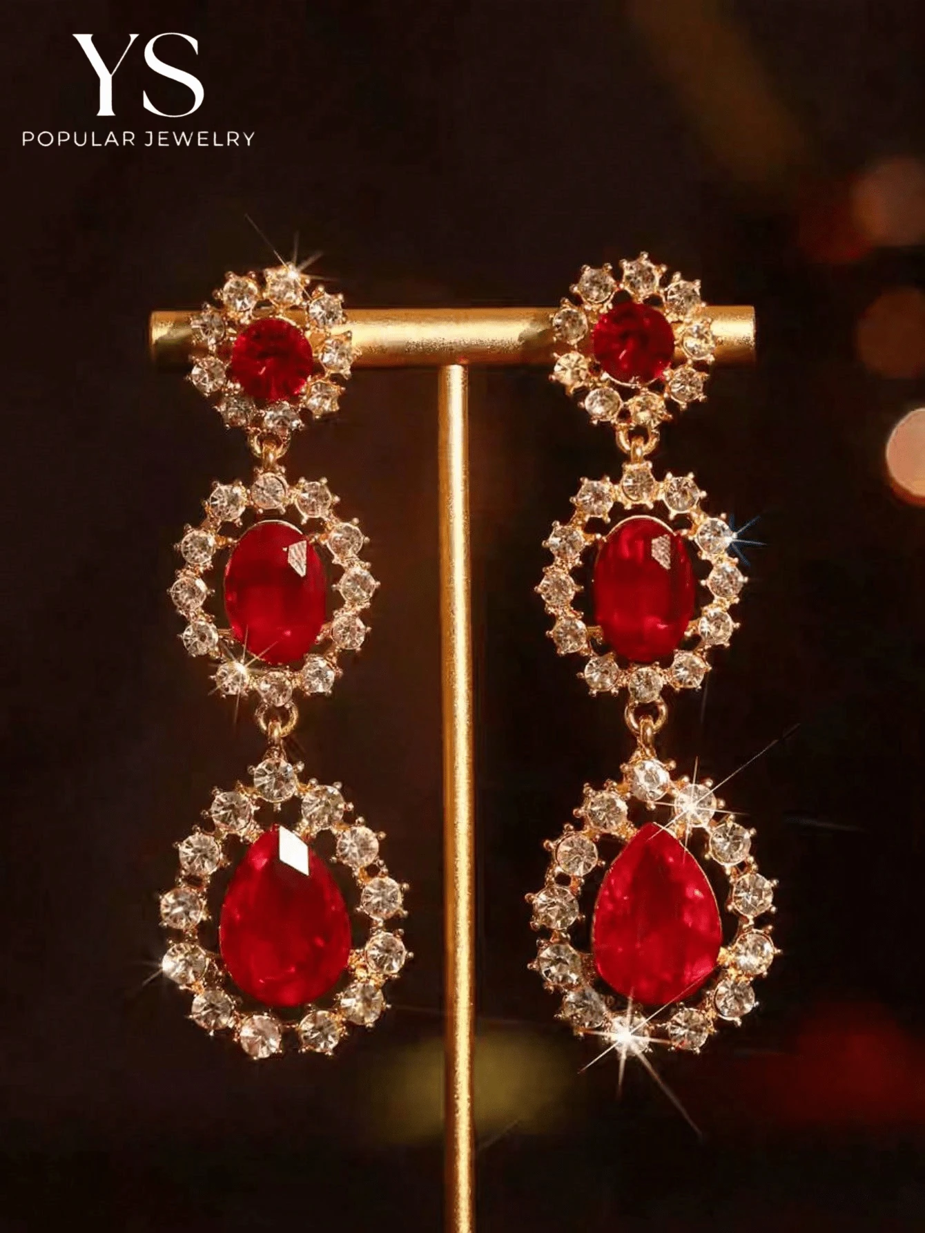 1 Pair High-Quality Fully Rhinestone Earrings, Long Fashionable Fully Rhinestone Earrings, Festive Christmas Earrings For Women
