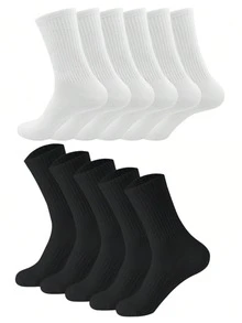 5 Pairs/10 Pairs/18 Pairs/20 Pairs Black & White Thick Men's Winter Socks, Fashionable, Casual, Comfortable, Suitable For Outdoor Sports, Running, Fitness, Compression Knee Socks, Business Casual Vacation, Black & White High-Top Socks, Christmas, Thanksgiving, New Year Holiday Gifts (Thick Style), Suitable For Foot Size (35-39/39-42) - Multicolor - View 7