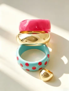 Conjunto de pulseras geométricas exageradas, uso diario, fiesta, vacaciones, accesorio de joyería versátil de estilo bohemio - Pulsera - Estilo moderno y cool - Ver 5