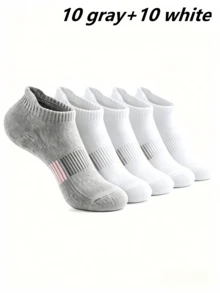20/10 Pairs Minimalist Unisex Socks, Comfortable Casual All-Season Versatile Couple Short Socks, Available In 1/5/10/20/30 Pairs - Multicolor - View 7