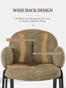 Goeurvant Modern Cloud-Style Wool-Linen Upholstered Dining Chairs With Rounded Arms And Wide-Back Support For Dining Room,Living Room,Office-Set Of 2/Set Of 4/Set Of 6-Taupe/Bouclé - Coffee - 查看 3