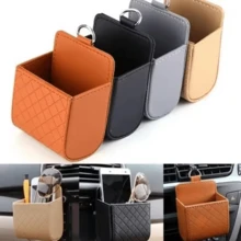 Car Air Vent Storage Box PU Leather Hanging Storage Bag Phone Glasses Keys Coins Cards Storage Bag Universal Car Interior Accessories For Sedans SUVs Trucks - A - View 6