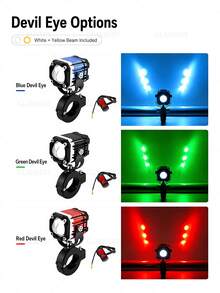 GLANBERT 12-80V 摩托車輔助頭燈 LED 聚光燈，額外聚光燈，通用於電動摩托車/自行車 - 對裝+開關 - 查看 9